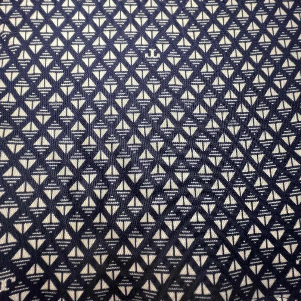 Tory Burch Navy Blue White Geometric Print V-Neck Belted‎ Dress Womens Medium